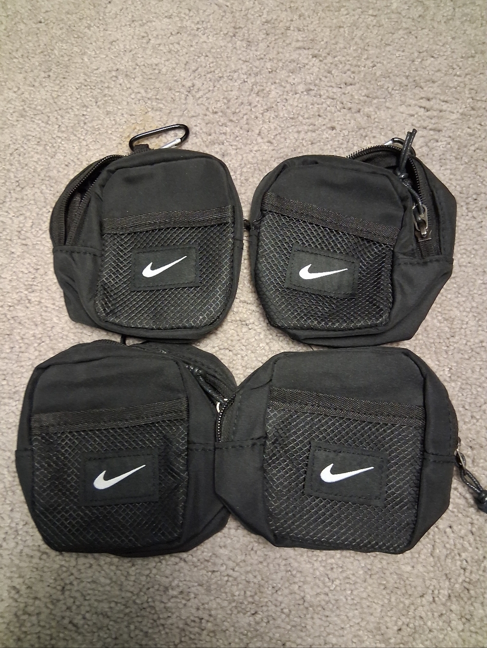 4 Nike Black Mini Pouch Quad Pack with White Swoosh 4 Inch